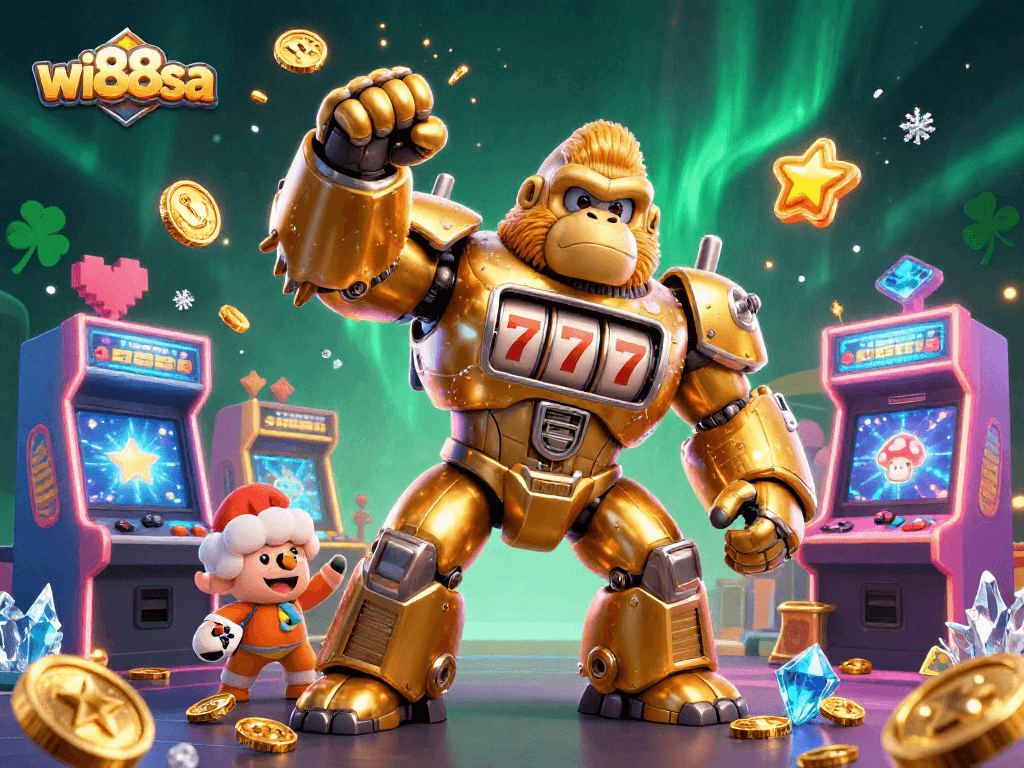 Experience exciting wins with wi88sa in this dynamic casino-inspired illustration.