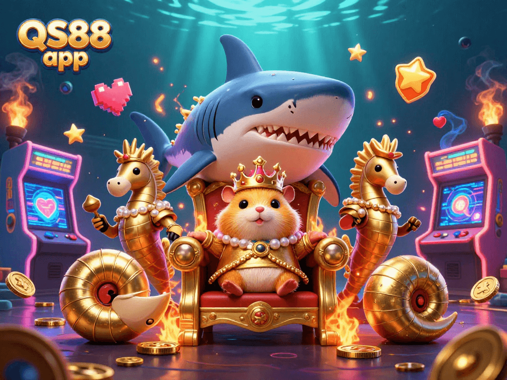 Play the QS88 app for exciting games featuring a fierce golden hamster king and dazzling underwater visuals.