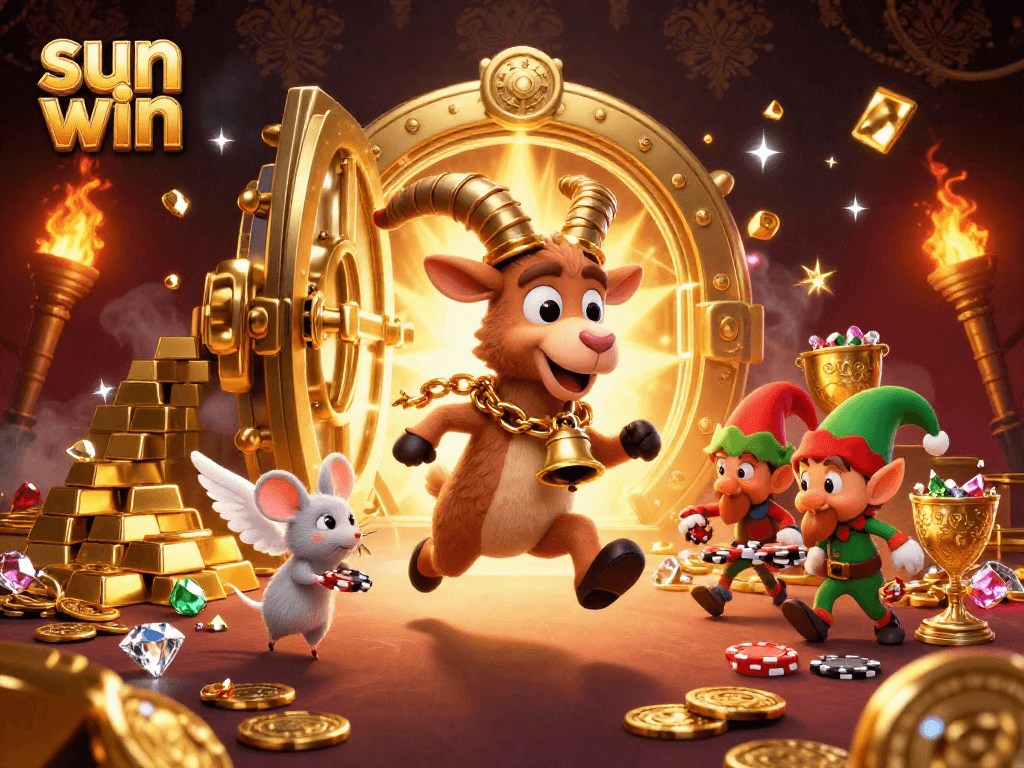 Win big with sun win at a holiday-themed casino, featuring festive chaos and treasure galore.