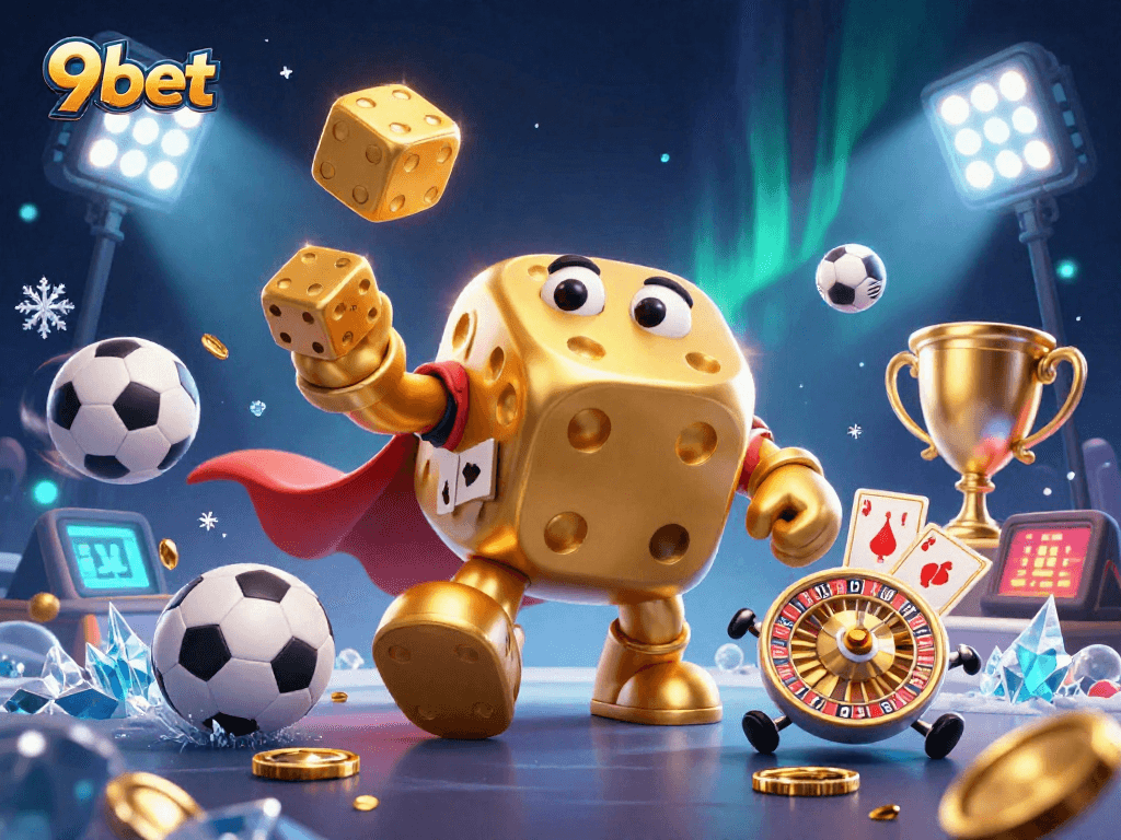 Engage in thrilling experiences at 9bet with vibrant casino characters and dynamic sports elements.