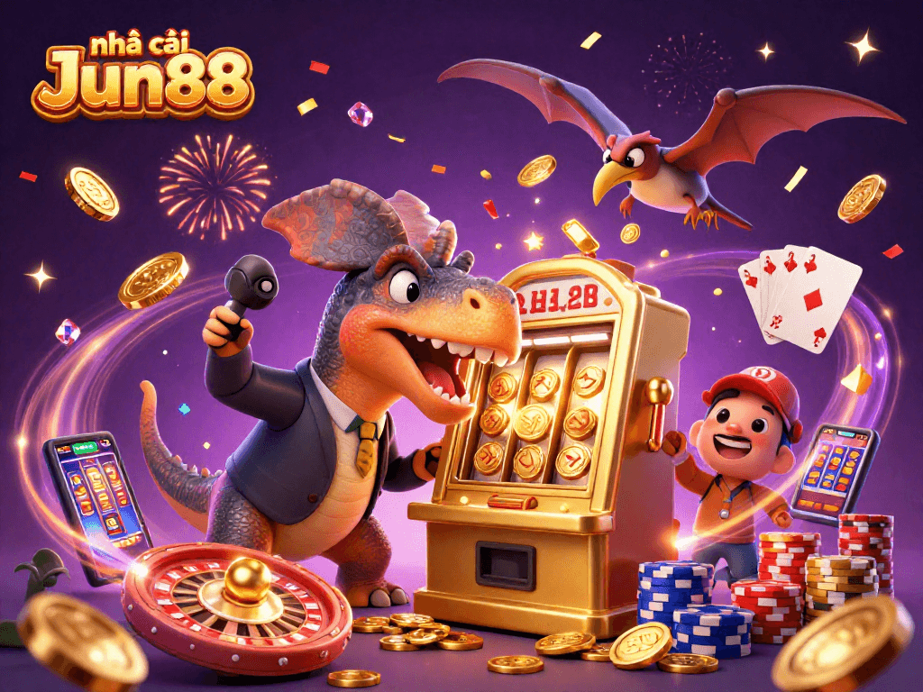 Experience thrilling jackpots with nhà cái Jun88, featuring dynamic characters and casino fun.
