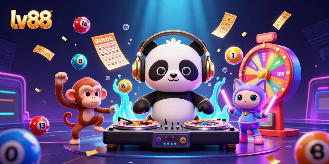 Spin the wheels at lv88 while enjoying vibrant party vibes with animated casino characters!