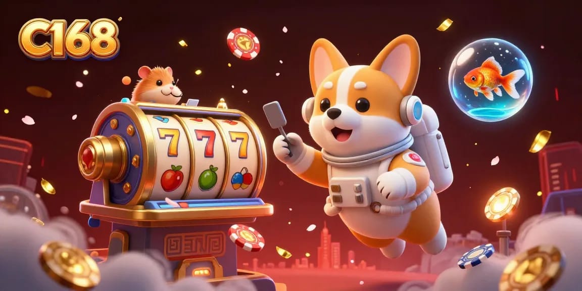 C168 brings excitement to online gambling with a dynamic 3D scene of an astronaut corgi and casino elements.