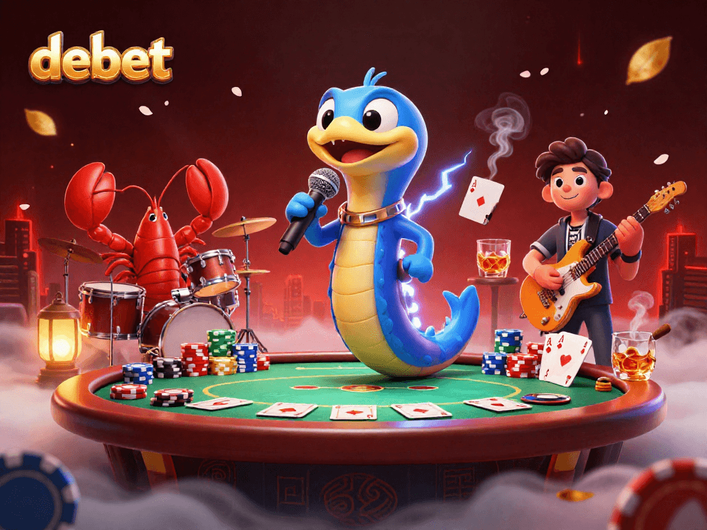 Immerse in the debet underwater casino experience with electric eel DJ and vibrant casino elements.