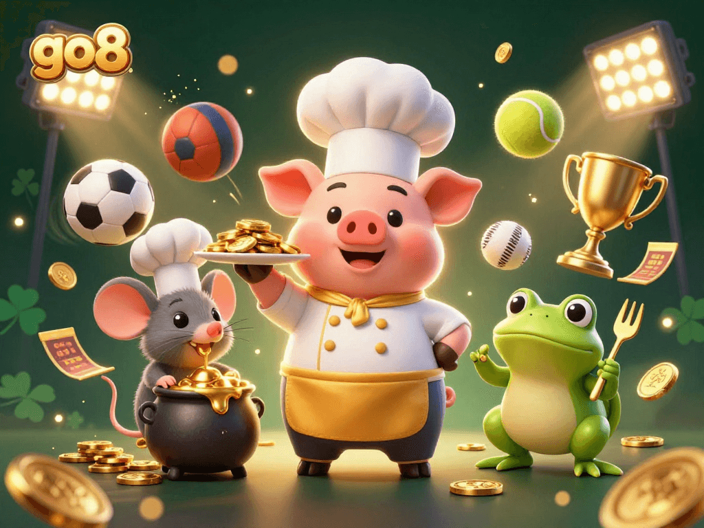 Experience the thrilling world of go8 casino with a colorful 3D illustration showcasing festive characters and vibrant game elements.