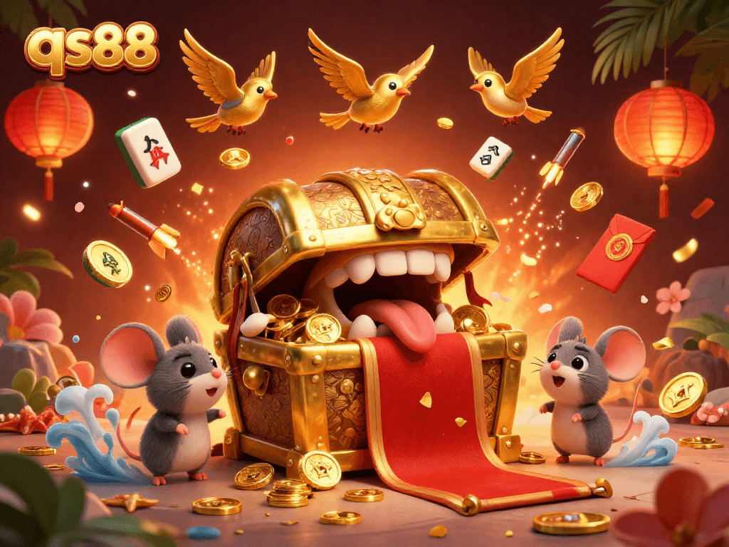 Experience exciting wins at qs88 with a vibrant casino scene featuring adventures and treasures.