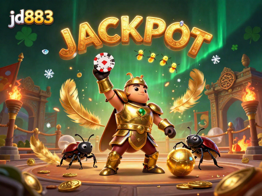 Boost your winnings with jd883 casino's exhilarating jackpot celebration featuring characters and vibrant elements.