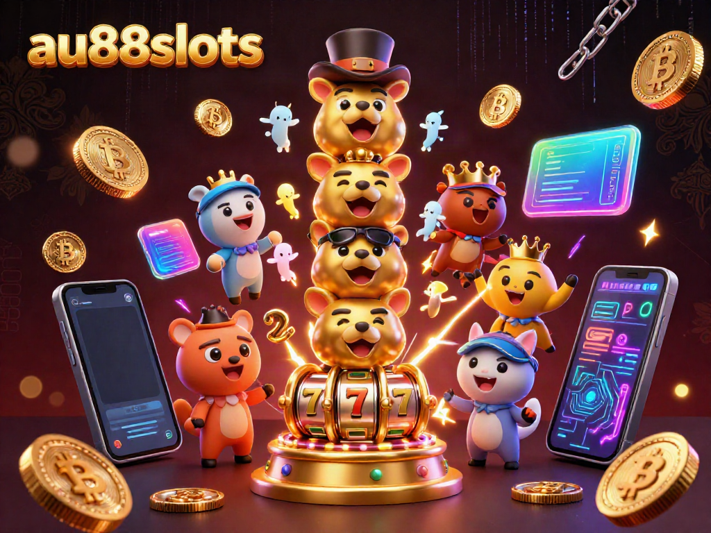 Experience exciting gaming vibes with au88slots through colorful casino-themed characters and elements.