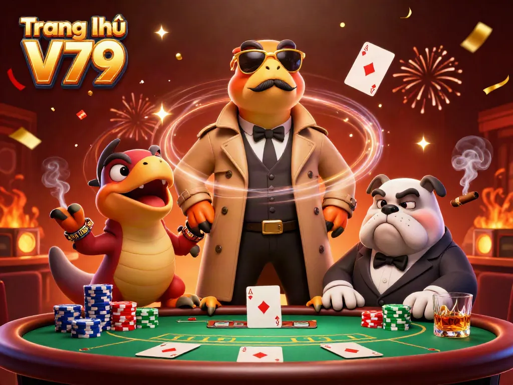 Experience Trang chủ V79's lively VIP casino scene with raptors entering in disguise, evoking excitement and humor.
