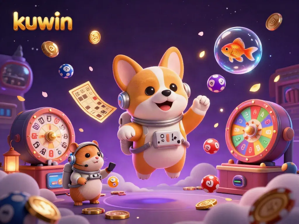Play exciting games at Kuwin casino with thrilling visuals of fun characters and casino elements.