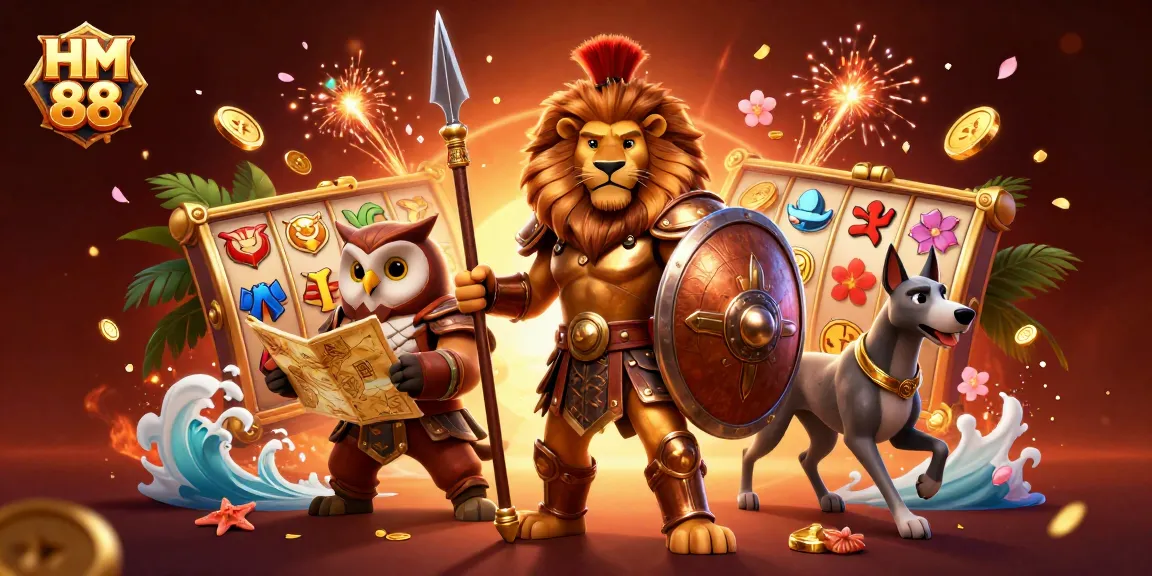 Experience the thrilling excitement of HM 88 with dynamic slot reels and engaging characters.