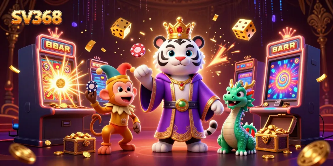 Experience vibrant casino excitement with SV368's animated characters and dynamic jackpot scene.