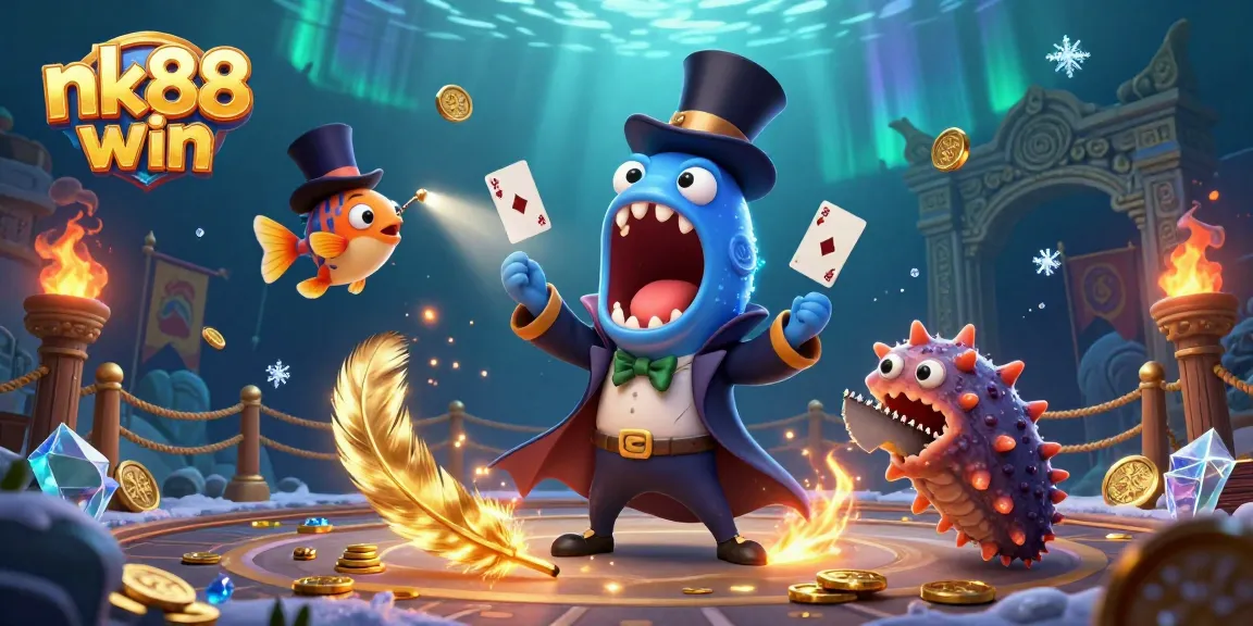 Engage in thrilling gameplay at nk88 win with unique underwater casino characters and vibrant elements.