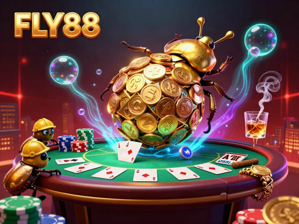 Experience the thrill of FLY88 casino games in a vibrant, dynamic 3D scene.