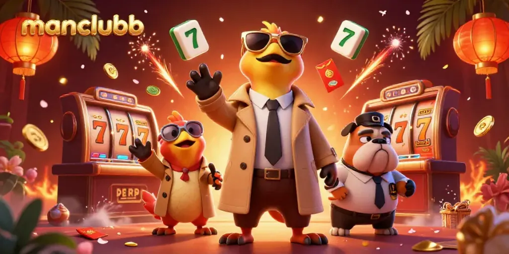 Engage in winning strategies at manclubb with animated raptors in a trench coat attempting to enter a casino.
