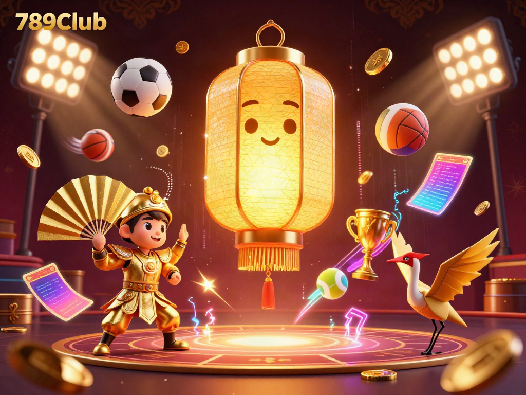 Engage with the vibrant energy of 789Club's casino scene, showcasing exciting sports betting elements and dynamic characters.