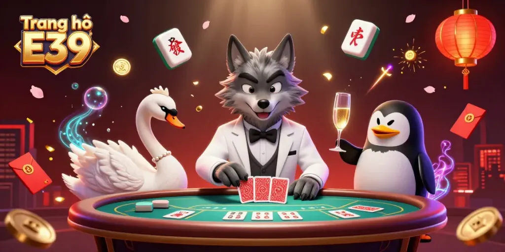 Experience the thrill of Trang chủ E39 as you join the debonair wolf and friends in a lavish casino scene.
