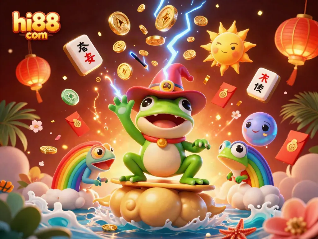 Engage with hi88 com casino gaming, featuring lucky symbols, vibrant colors, and action-packed elements.