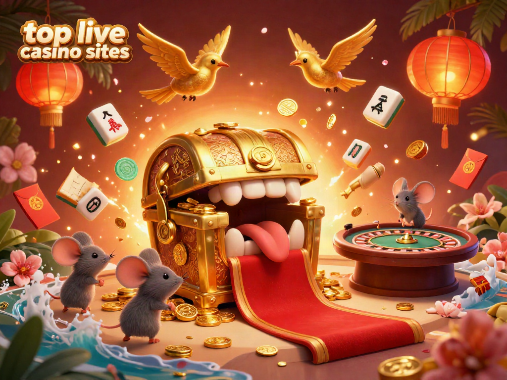 Explore top live casino sites with vibrant 3D illustration featuring live dealer elements, golden coins, and interactive game accessories.