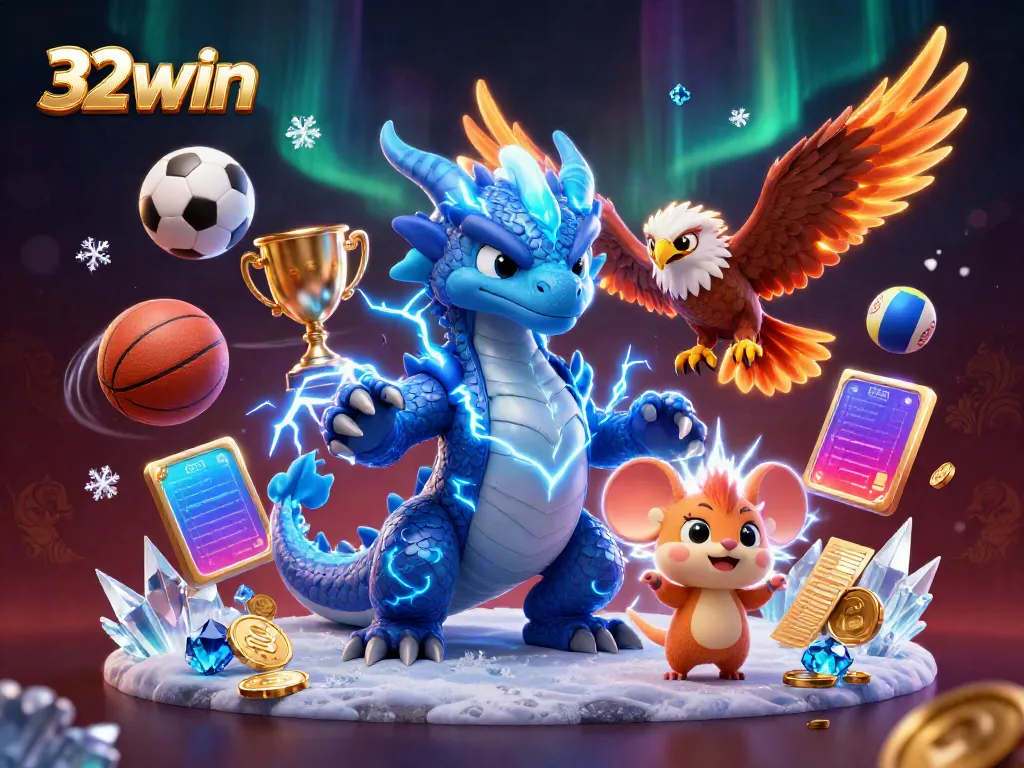 Join the excitement at 32win with dynamic characters racing through a vibrant sports betting scene.