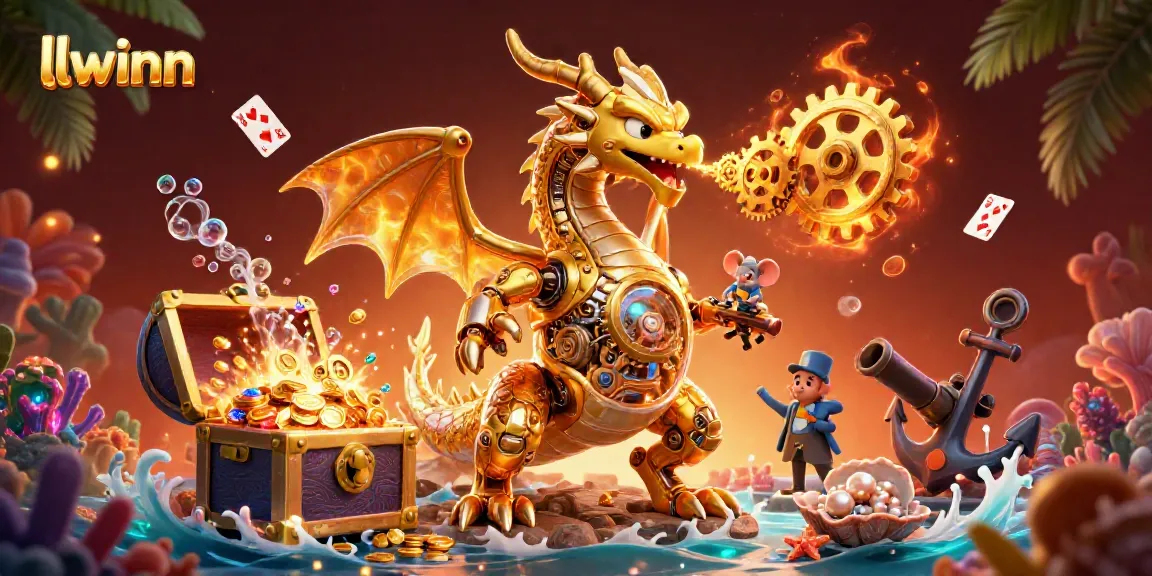 Engage with llwinn's 3D casino adventure featuring a golden dragon and treasures.