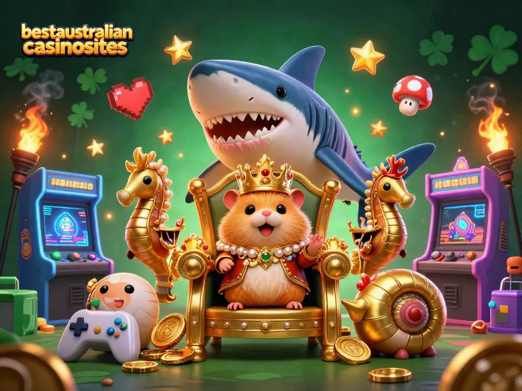 Spin to win with colorful online pokies from bestaustraliancasinosites in this vibrant 3D scene.