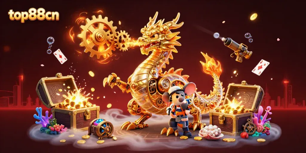 Engage in thrilling gaming action at top88cn with a golden dragon and underwater treasures.