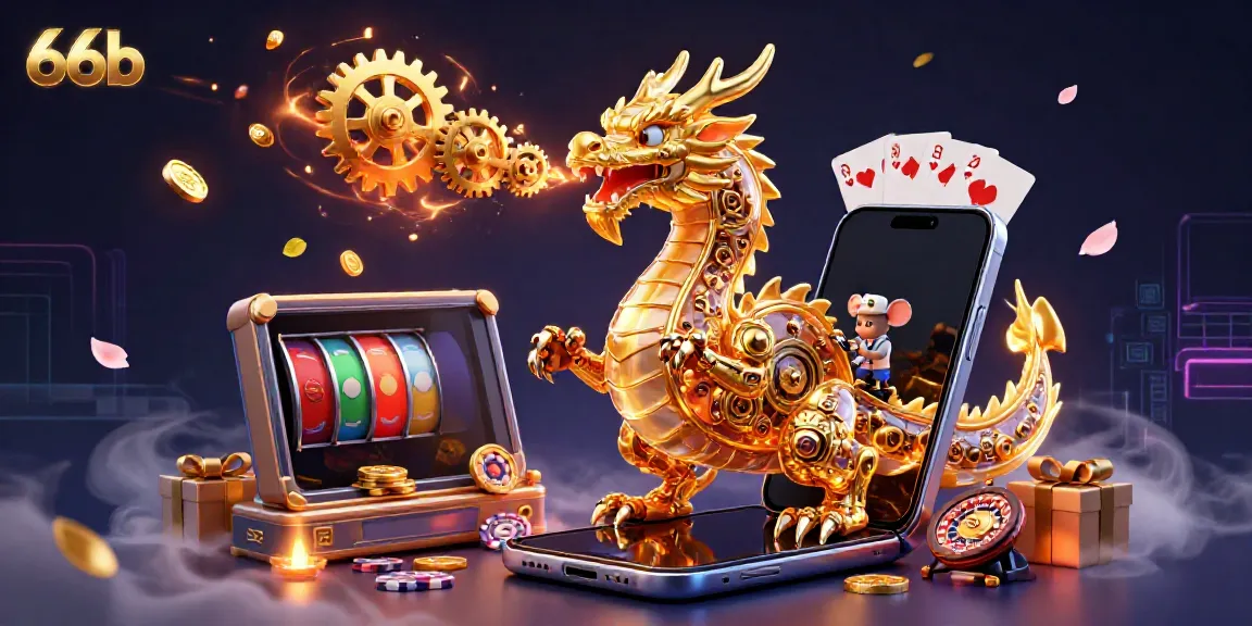 Experience thrilling gameplay with 66b's golden dragon amidst casino treasures.