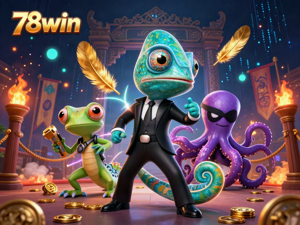 Witness the thrill of 78win as secret agent chameleon and companions conquer the betting arena.