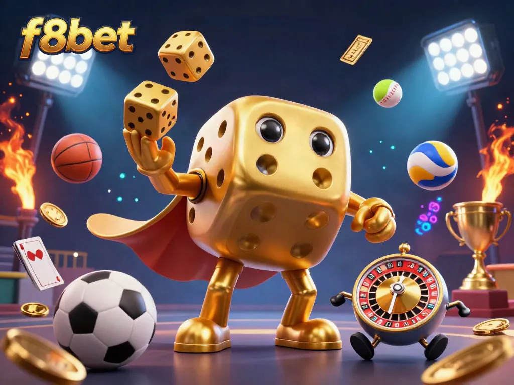 Experience thrilling wins at f8bet with a golden dice golem and dynamic sports elements in action.
