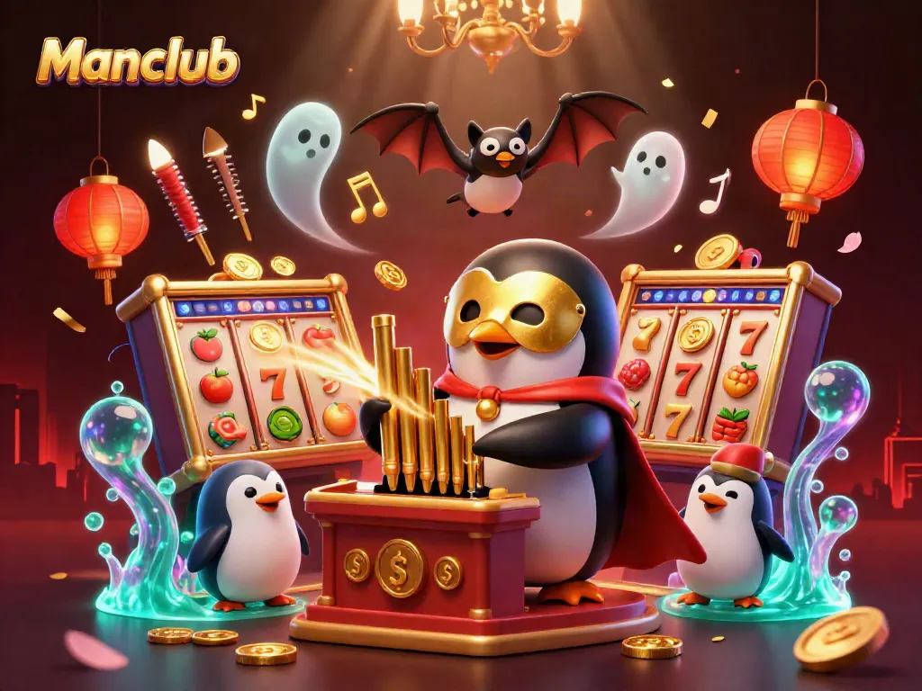 Engaging Manclub scene with 3D cartoon characters and dynamic casino elements, full of color and excitement.