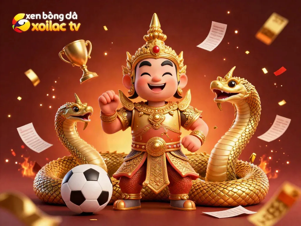 Xem bóng đá xoilac tv features a friendly guardian and Naga serpents amidst dynamic sports betting elements.