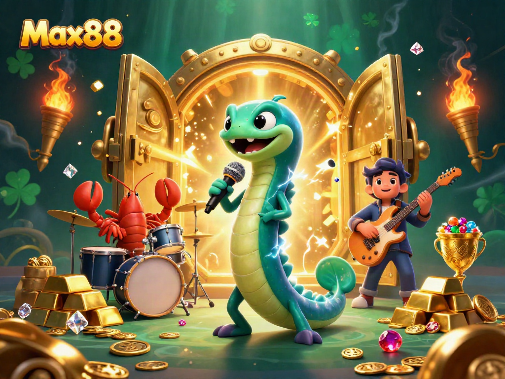 Experience the lively Max88 underwater casino with vibrant characters and dazzling treasures.