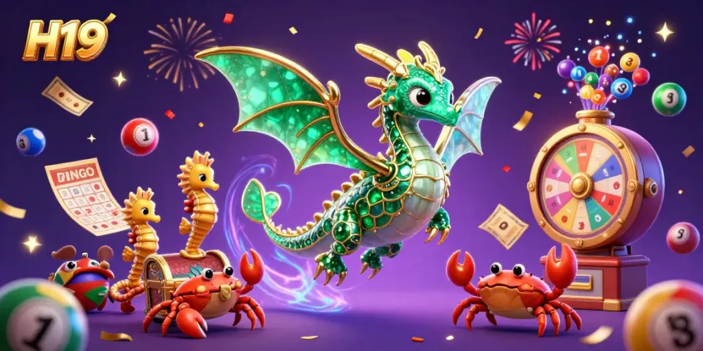 Experience the thrilling world of H19 with an immersive casino fantasy featuring vibrant characters, games, and magical effects.