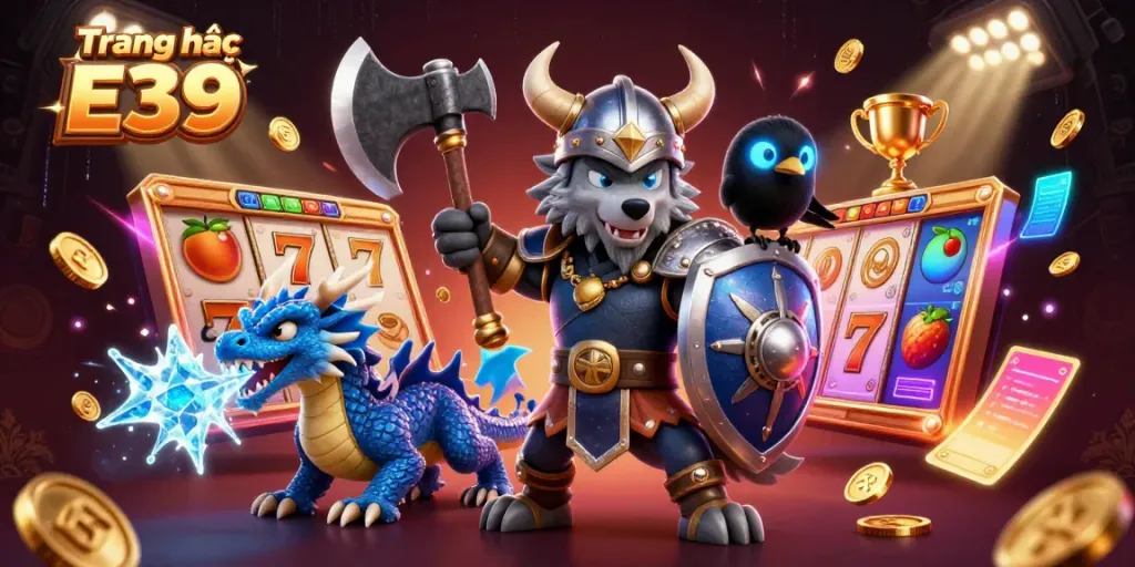 Engage with thrilling slots and jackpot action at Trang chủ E39 with vibrant characters and dynamic casino elements.